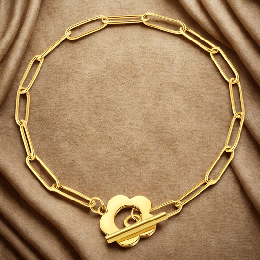 Gold chain bracelet with single flower charm – Bloom Bracelet by 31:10 Jewelry