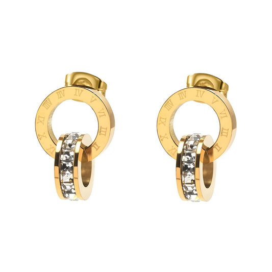 Dual hoop earrings with roman numerals