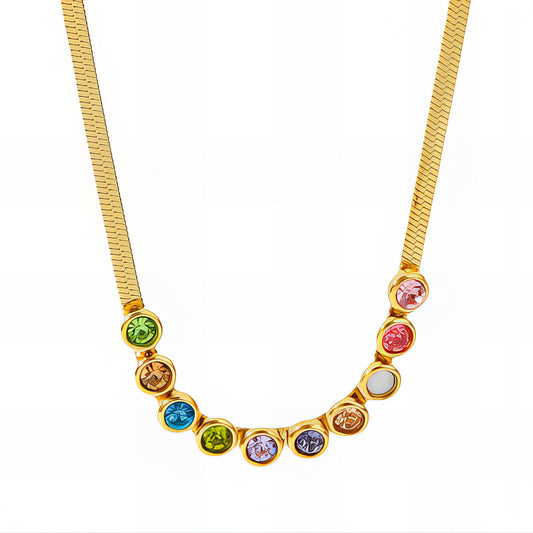 Rainbow-tone crown necklace with gold chain – Crown of Color Necklace by 31:10 Jewelry