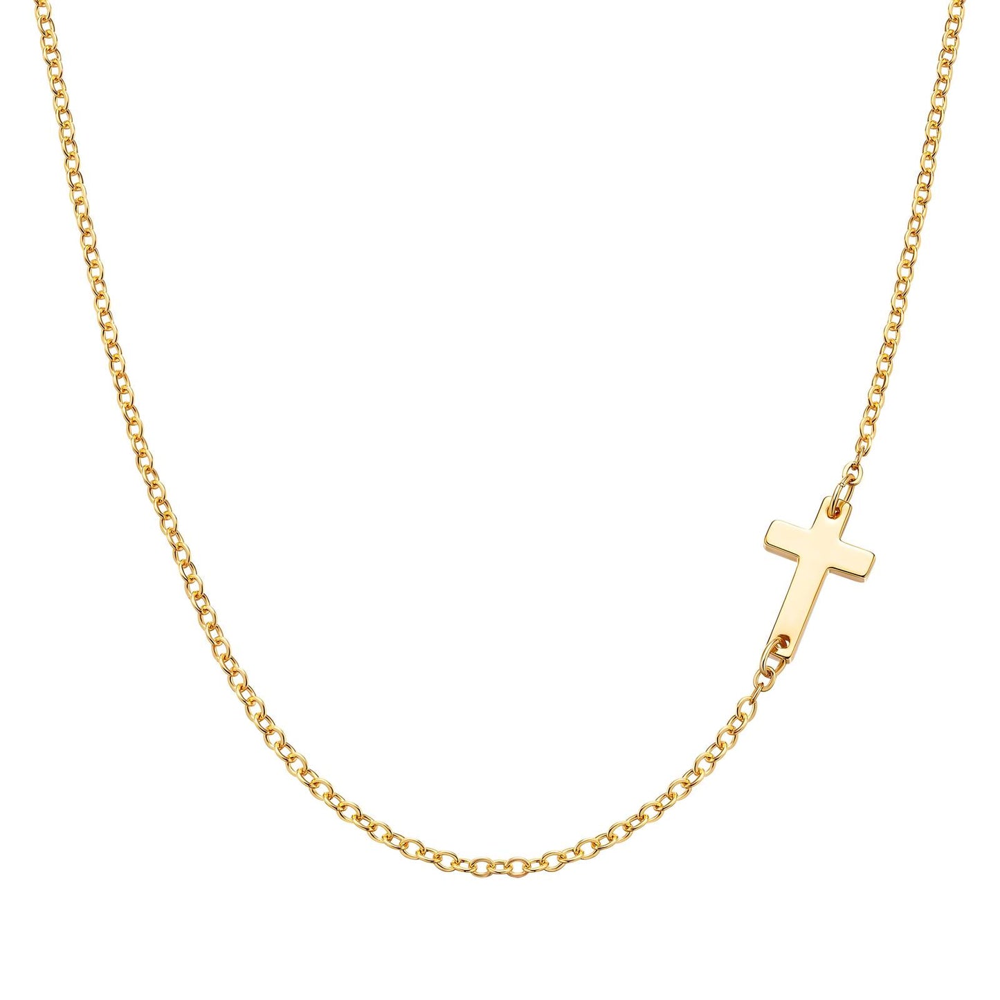 Gold horizontal cross necklace. dainty. cute cross