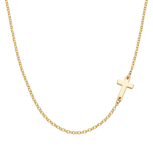 Gold horizontal cross necklace. dainty. cute cross