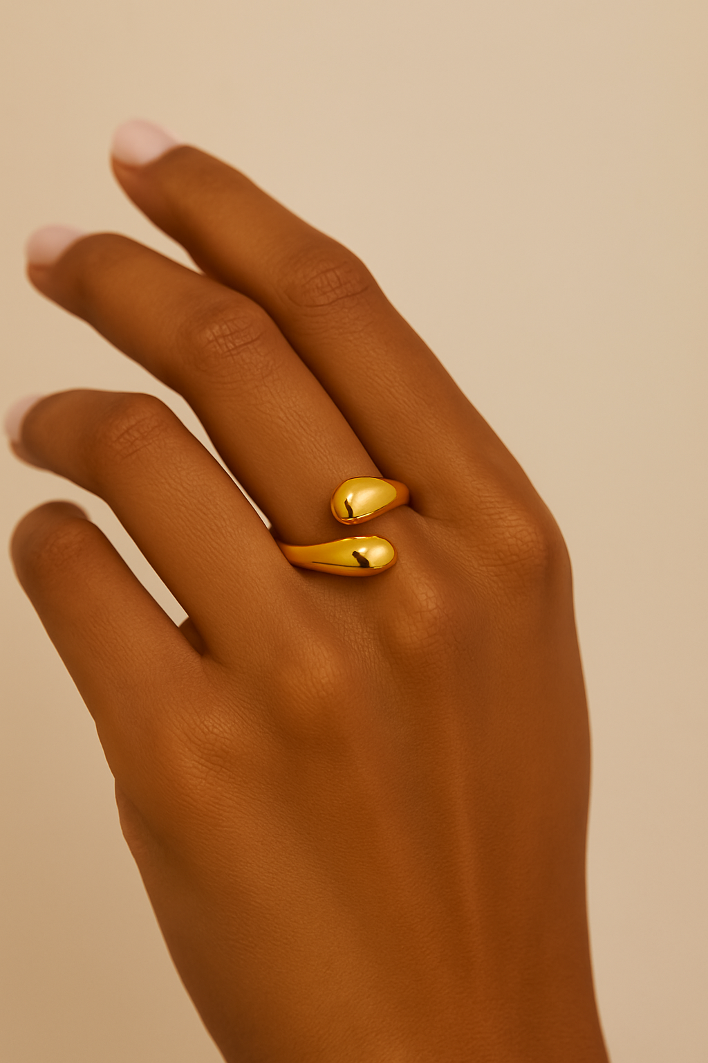 Smooth gold wrap ring with organic curves, inspired by Isaiah 43:1