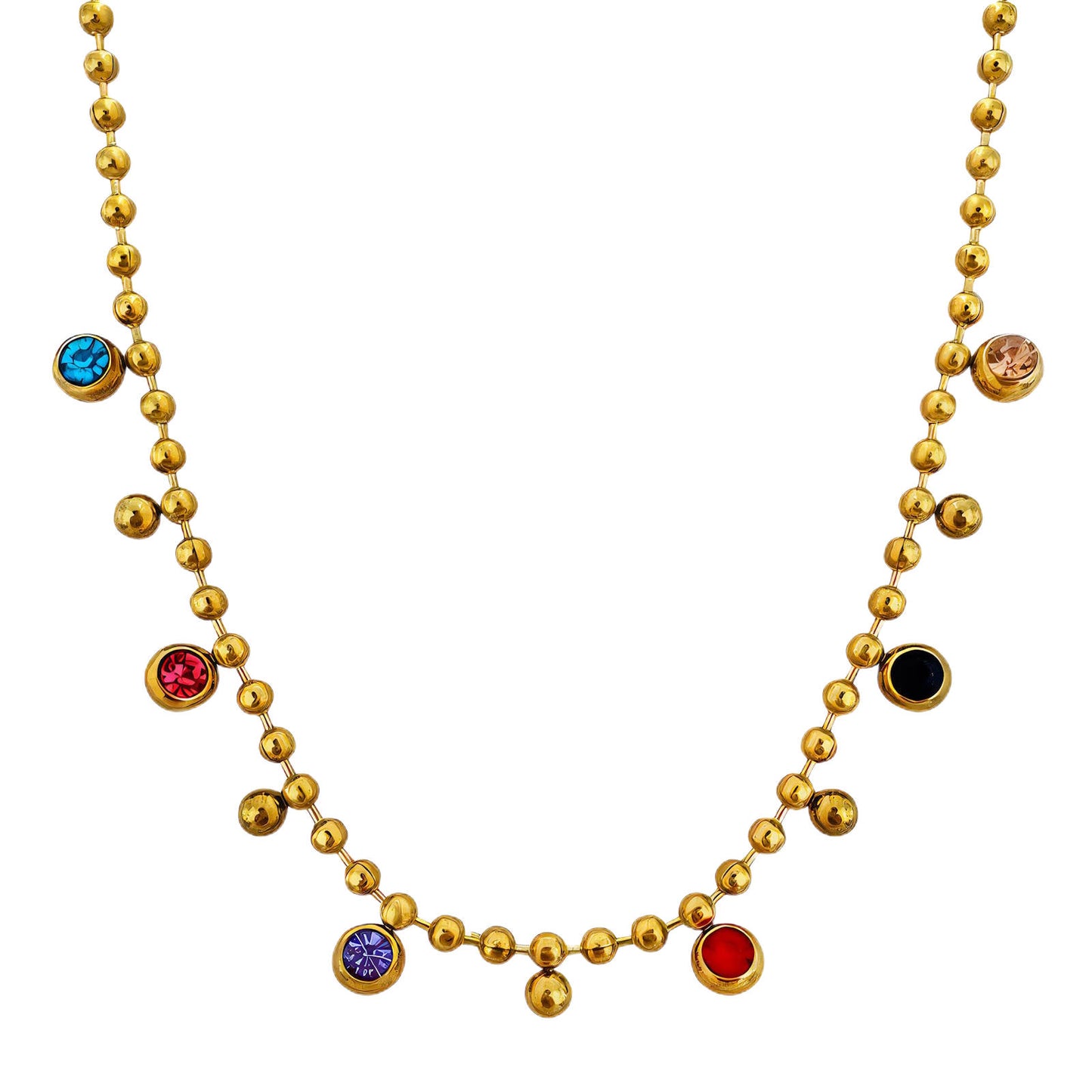 Gold necklace with colorful round charms – Jubilee Necklace by 31:10 Jewelry