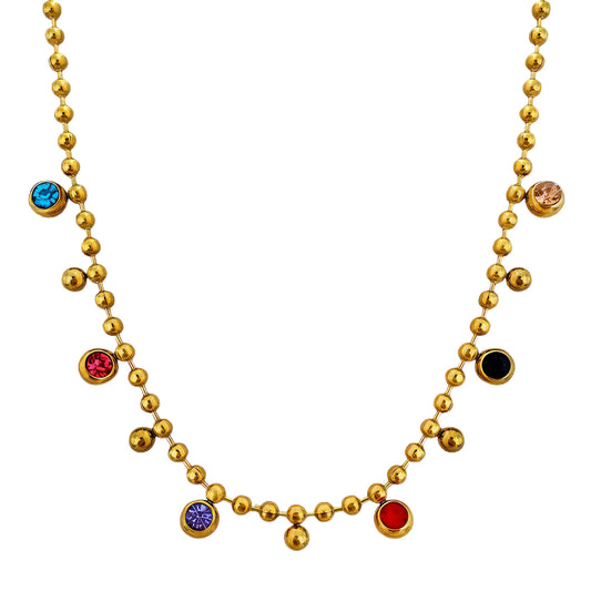 Gold necklace with colorful round charms – Jubilee Necklace by 31:10 Jewelry