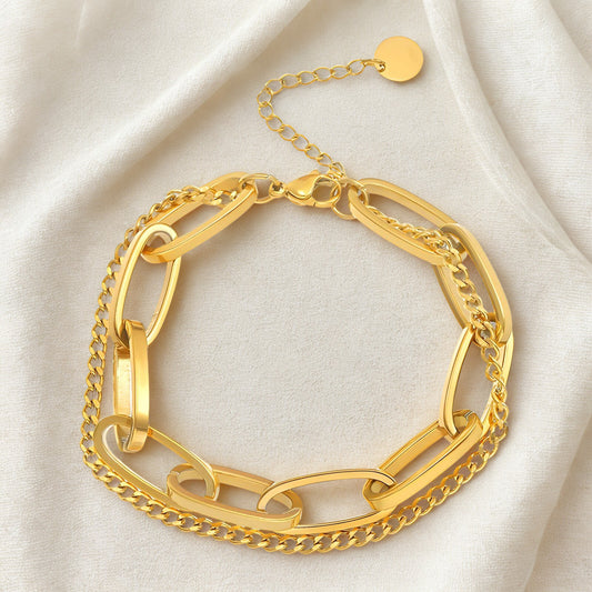 Chunky gold dual-chain bracelet – Tethered Bracelet by 31:10 Jewelry