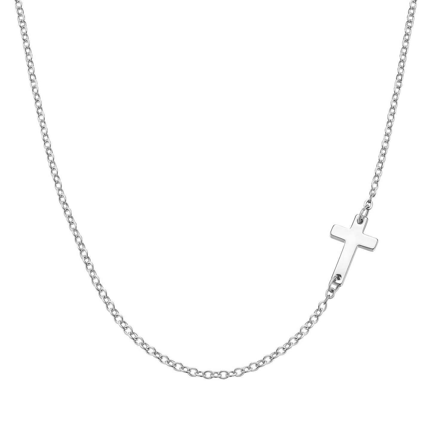dainty simple cross silver necklace