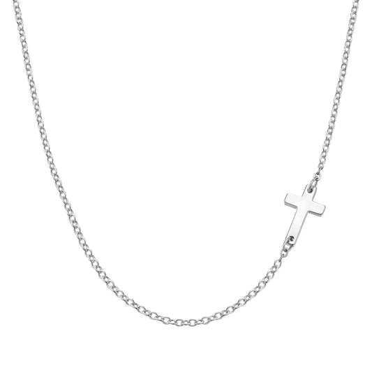 dainty simple cross silver necklace