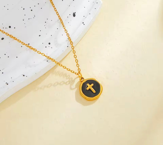 Haven Cross Necklace - Black