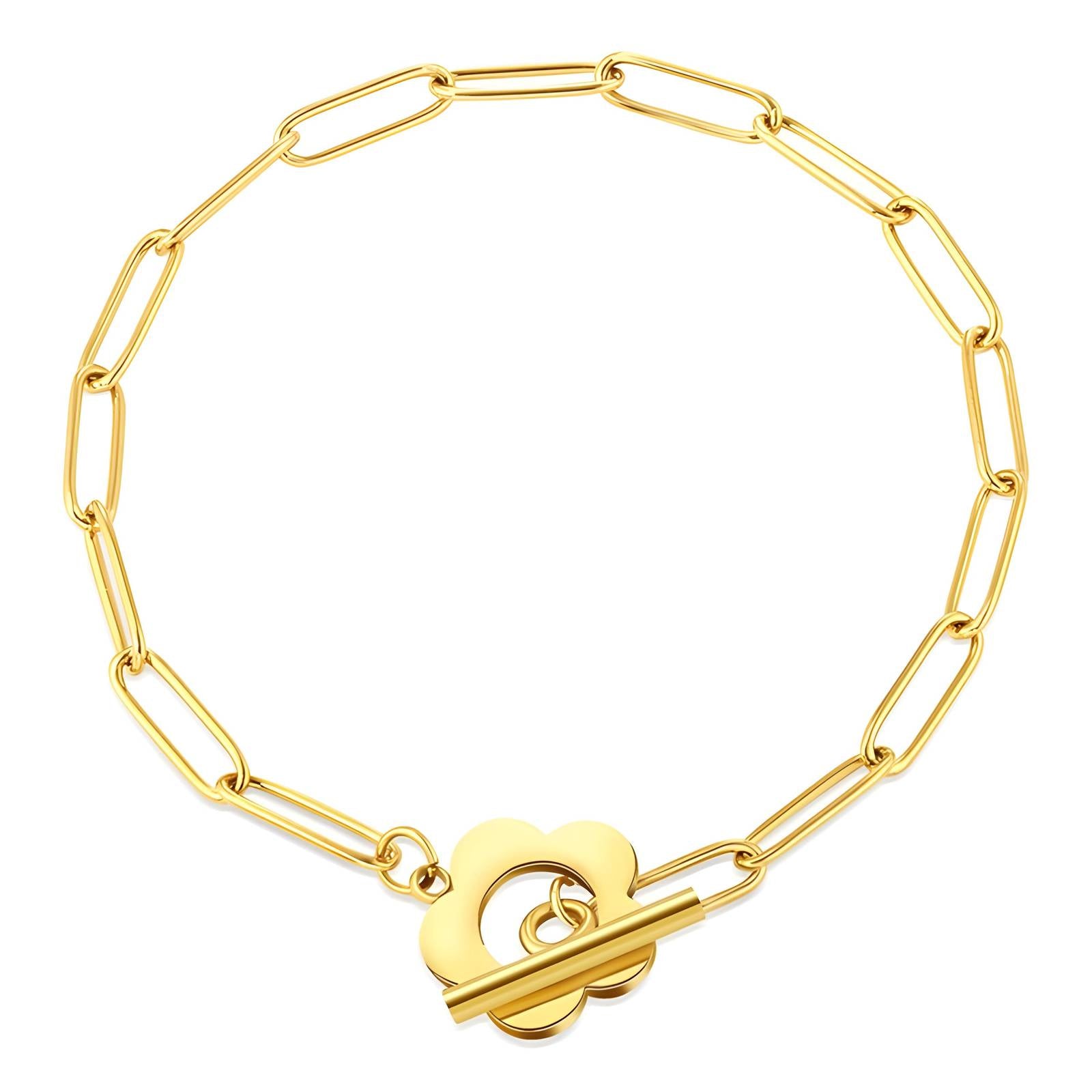 Gold chain bracelet with single flower charm – Bloom Bracelet by 31:10 Jewelry
