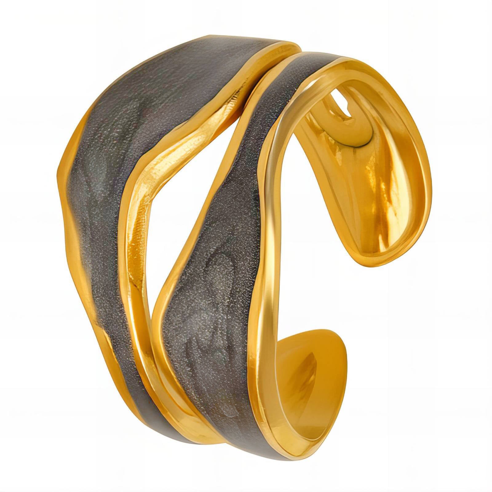 black and gold adjustable ring classy