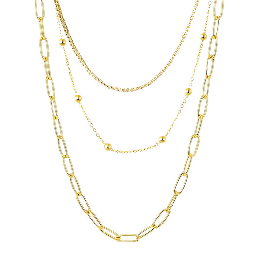 Double-layered gold necklace with delicate chain design — Essence Layered Necklace by 31:10 Jewelry