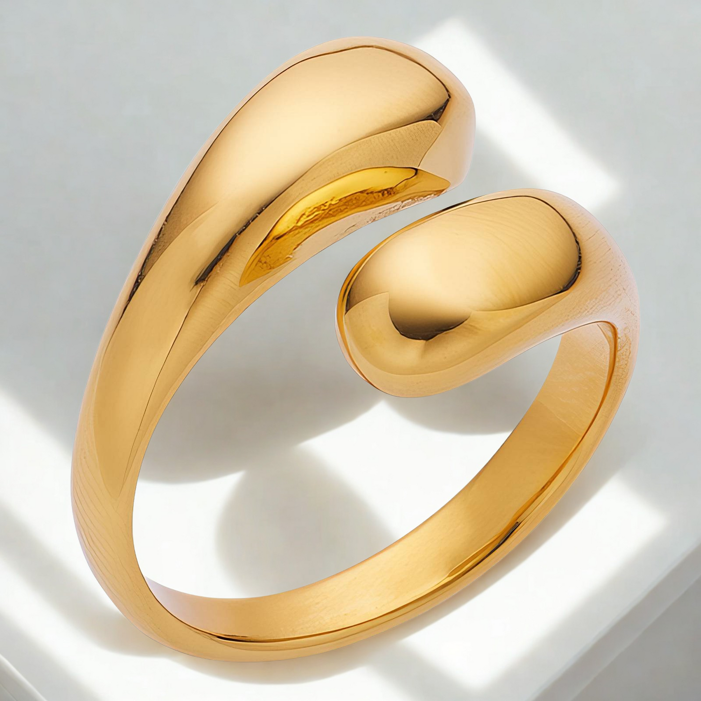 Smooth gold wrap ring with organic curves, inspired by Isaiah 43:1