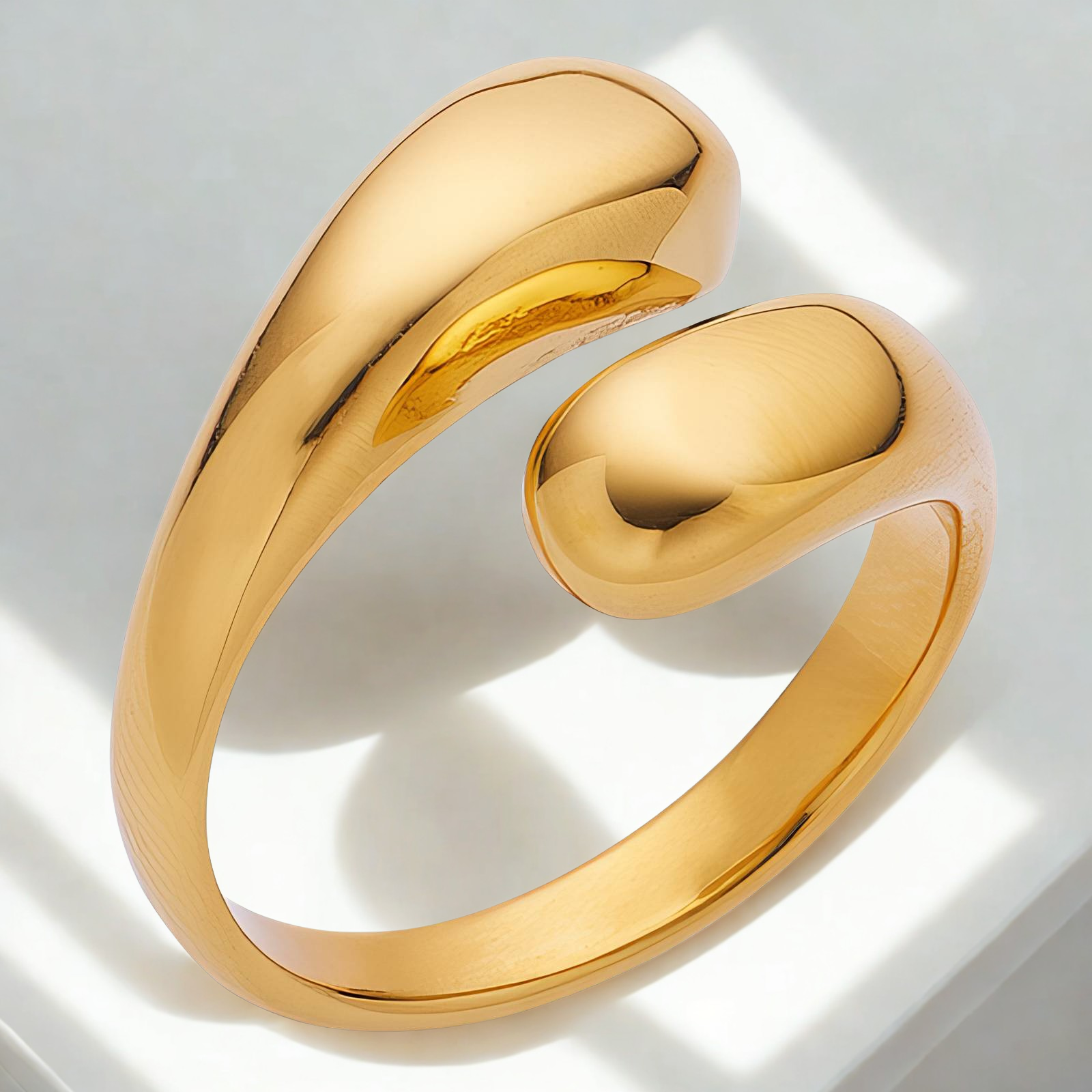 Smooth gold wrap ring with organic curves, inspired by Isaiah 43:1
