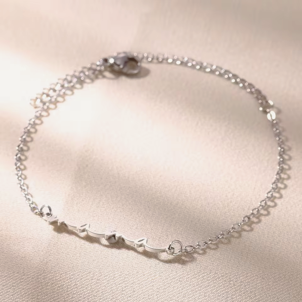 dainty silver mama bracelet on thin chain minimalist everyday jewelry for moms