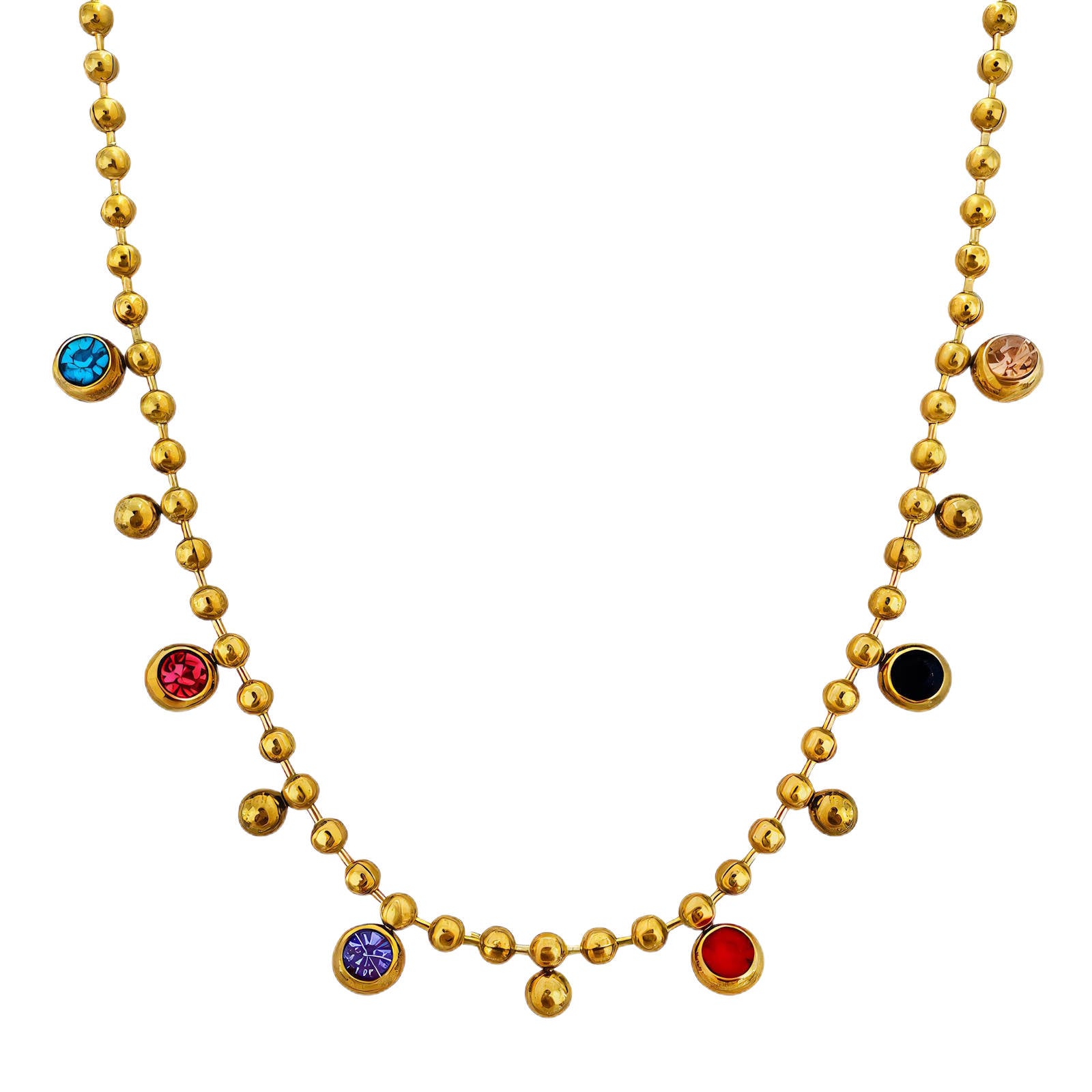 Gold necklace with colorful round charms – Jubilee Necklace by 31:10 Jewelry