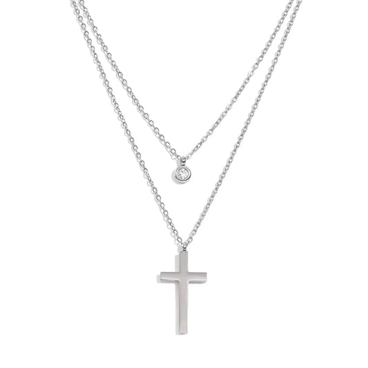 Kept Cross Necklace Silver