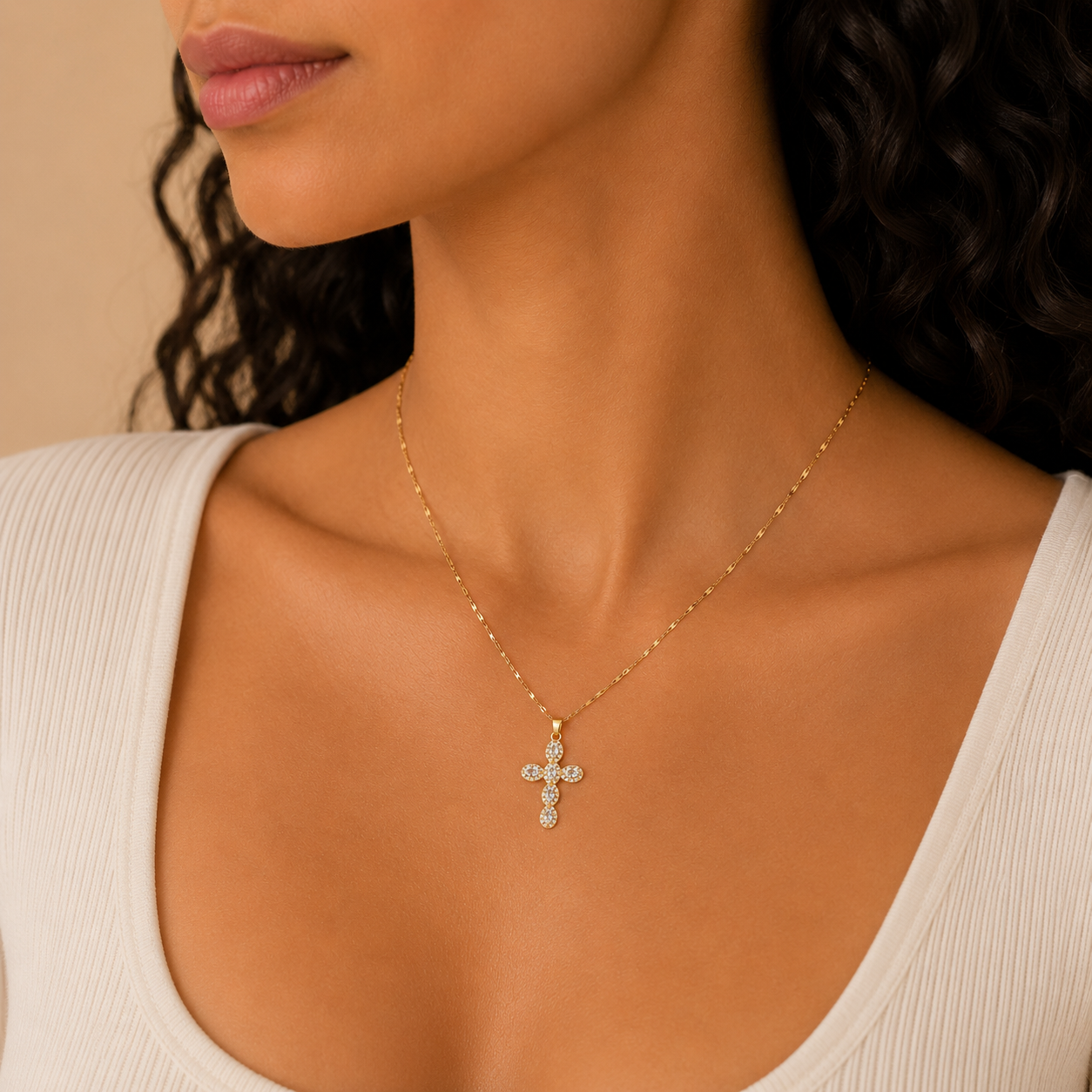 Crystal cross dainty necklace