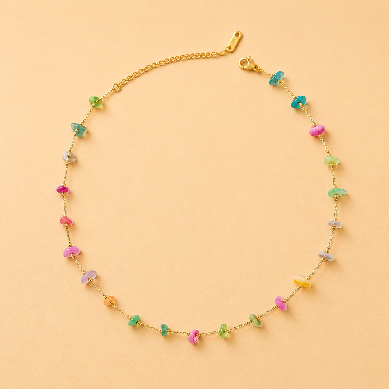 Multicolored stone-inspired beaded necklace