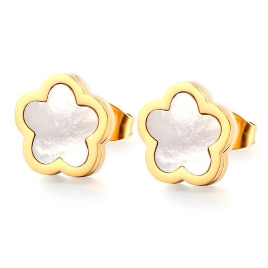 white clover flower earrings